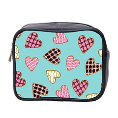 Seamless Pattern With Heart Shaped Cookies With Sugar Icing Mini Toiletries Bag (two Sides) by Vaneshart