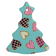 Seamless Pattern With Heart Shaped Cookies With Sugar Icing Christmas Tree Ornament (two Sides) by Vaneshart