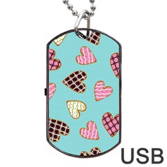 Seamless Pattern With Heart Shaped Cookies With Sugar Icing Dog Tag Usb Flash (one Side)