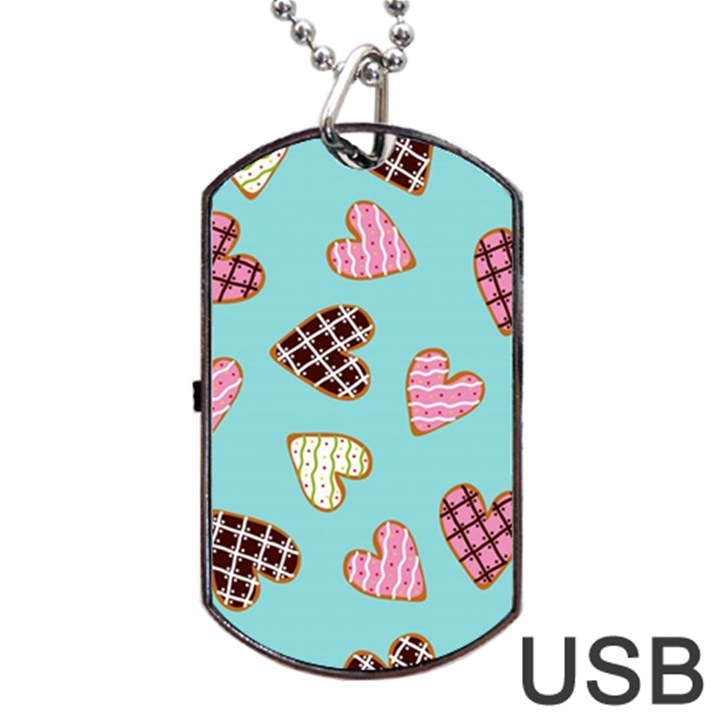 Seamless pattern with heart shaped cookies with sugar icing Dog Tag USB Flash (One Side)