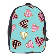 Seamless Pattern With Heart Shaped Cookies With Sugar Icing School Bag (xl)