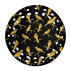 Background With Golden Birds Ornament (round Filigree) by Vaneshart