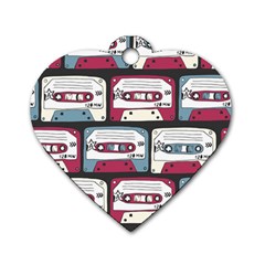 Music Symbols Rock Music Seamless Pattern Dog Tag Heart (two Sides) by Vaneshart
