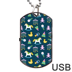 Cute Babies Toys Seamless Pattern Dog Tag Usb Flash (one Side)