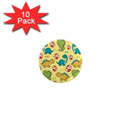 Seamless Pattern With Cute Dinosaurs Character 1  Mini Magnet (10 Pack) 