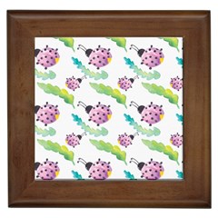 Watercolor Pattern With Lady Bug Framed Tile by Vaneshart