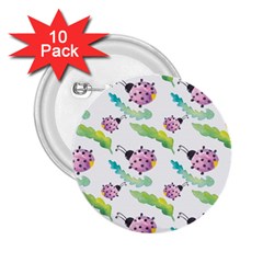 Watercolor Pattern With Lady Bug 2 25  Buttons (10 Pack) 