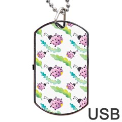 Watercolor Pattern With Lady Bug Dog Tag Usb Flash (two Sides)
