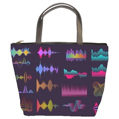 Colorful-sound-wave-set Bucket Bag by Vaneshart