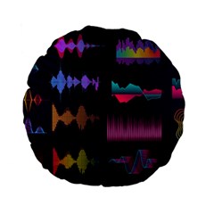 Colorful-sound-wave-set Standard 15  Premium Flano Round Cushions