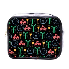Hand-drawn-happy-birthday-pattern-background Mini Toiletries Bag (one Side)
