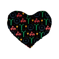 Hand-drawn-happy-birthday-pattern-background Standard 16  Premium Heart Shape Cushions