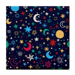 Colorful-background-moons-stars Tile Coaster