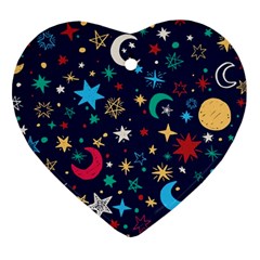 Colorful-background-moons-stars Ornament (heart)