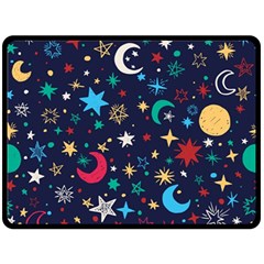 Colorful-background-moons-stars Fleece Blanket (large)  by Vaneshart