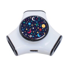 Colorful-background-moons-stars 3-port Usb Hub