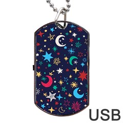 Colorful-background-moons-stars Dog Tag Usb Flash (two Sides)