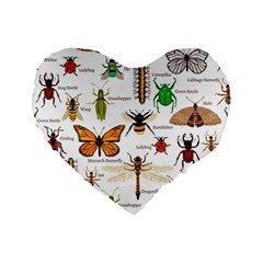 Insects Seamless Pattern Standard 16  Premium Heart Shape Cushions