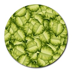 Seamless pattern with green leaves Round Mousepads