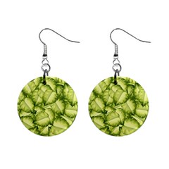 Seamless pattern with green leaves Mini Button Earrings