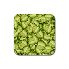 Seamless Pattern With Green Leaves Rubber Coaster (square) 