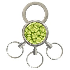 Seamless pattern with green leaves 3-Ring Key Chain