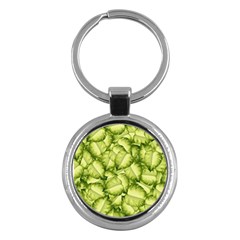 Seamless pattern with green leaves Key Chain (Round)