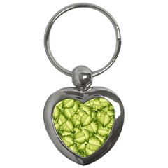 Seamless pattern with green leaves Key Chain (Heart)