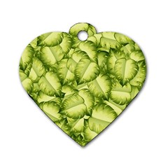 Seamless pattern with green leaves Dog Tag Heart (One Side)