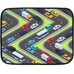 Urban-cars-seamless-texture-isometric-roads-car-traffic-seamless-pattern-with-transport-city-vector- Double Sided Fleece Blanket (mini) 