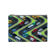 Urban-cars-seamless-texture-isometric-roads-car-traffic-seamless-pattern-with-transport-city-vector- Cosmetic Bag (medium)