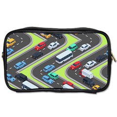 Urban-cars-seamless-texture-isometric-roads-car-traffic-seamless-pattern-with-transport-city-vector- Toiletries Bag (one Side) by Vaneshart