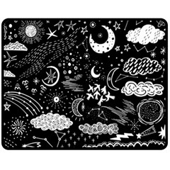 Vector-set-sketch-drawn-with-space Double Sided Fleece Blanket (medium)  by Vaneshart