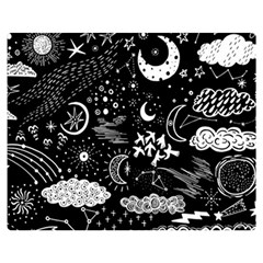 Vector-set-sketch-drawn-with-space Double Sided Flano Blanket (medium) 