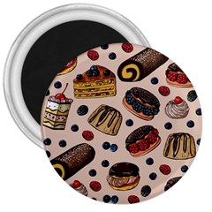 Seamless-pattern-with-sweet-cakes-berries 3  Magnets by Vaneshart