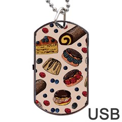 Seamless-pattern-with-sweet-cakes-berries Dog Tag Usb Flash (two Sides)