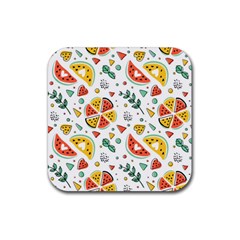 Seamless-hipster-pattern-with-watermelons-mint-geometric-figures Rubber Coaster (square)  by Vaneshart