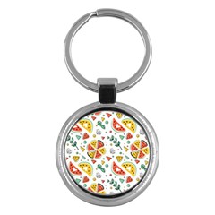 Seamless-hipster-pattern-with-watermelons-mint-geometric-figures Key Chain (round)