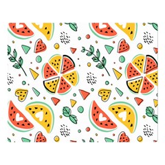 Seamless-hipster-pattern-with-watermelons-mint-geometric-figures Double Sided Flano Blanket (large) 