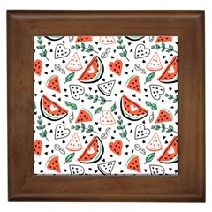 Seamless-vector-pattern-with-watermelons-mint Framed Tile