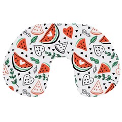 Seamless-vector-pattern-with-watermelons-mint Travel Neck Pillow by Vaneshart