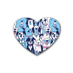 Dogs-seamless-pattern Heart Coaster (4 Pack) 