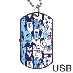 Dogs-seamless-pattern Dog Tag Usb Flash (one Side)