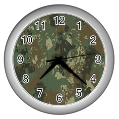 Camouflage-splatters-background Wall Clock (silver) by Vaneshart