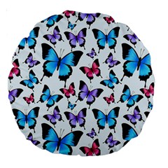 Decorative-festive-trendy-colorful-butterflies-seamless-pattern-vector-illustration Large 18  Premium Round Cushions