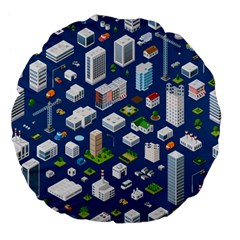 Isometric-seamless-pattern-megapolis Large 18  Premium Flano Round Cushions