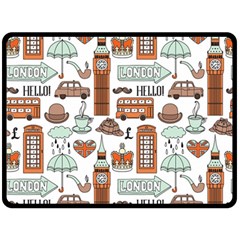 Seamless-pattern-with-london-elements-landmarks Double Sided Fleece Blanket (large) 