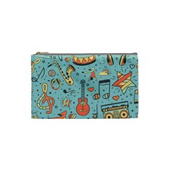 Seamless-pattern-musical-instruments-notes-headphones-player Cosmetic Bag (small)