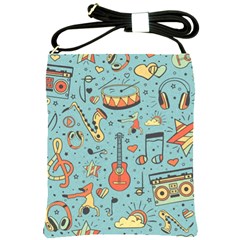 Seamless-pattern-musical-instruments-notes-headphones-player Shoulder Sling Bag