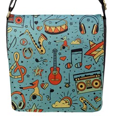 Seamless-pattern-musical-instruments-notes-headphones-player Flap Closure Messenger Bag (s)